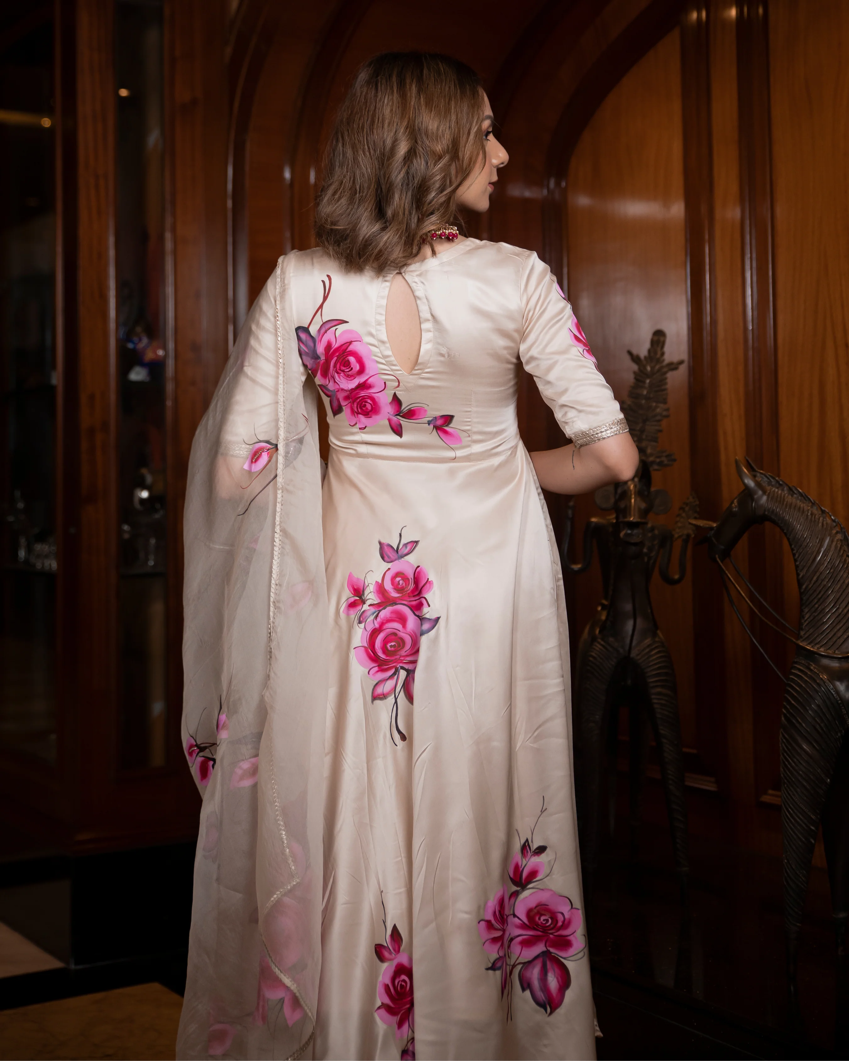 Whisper Pink Handpainted Gota Suit Set - Image 6