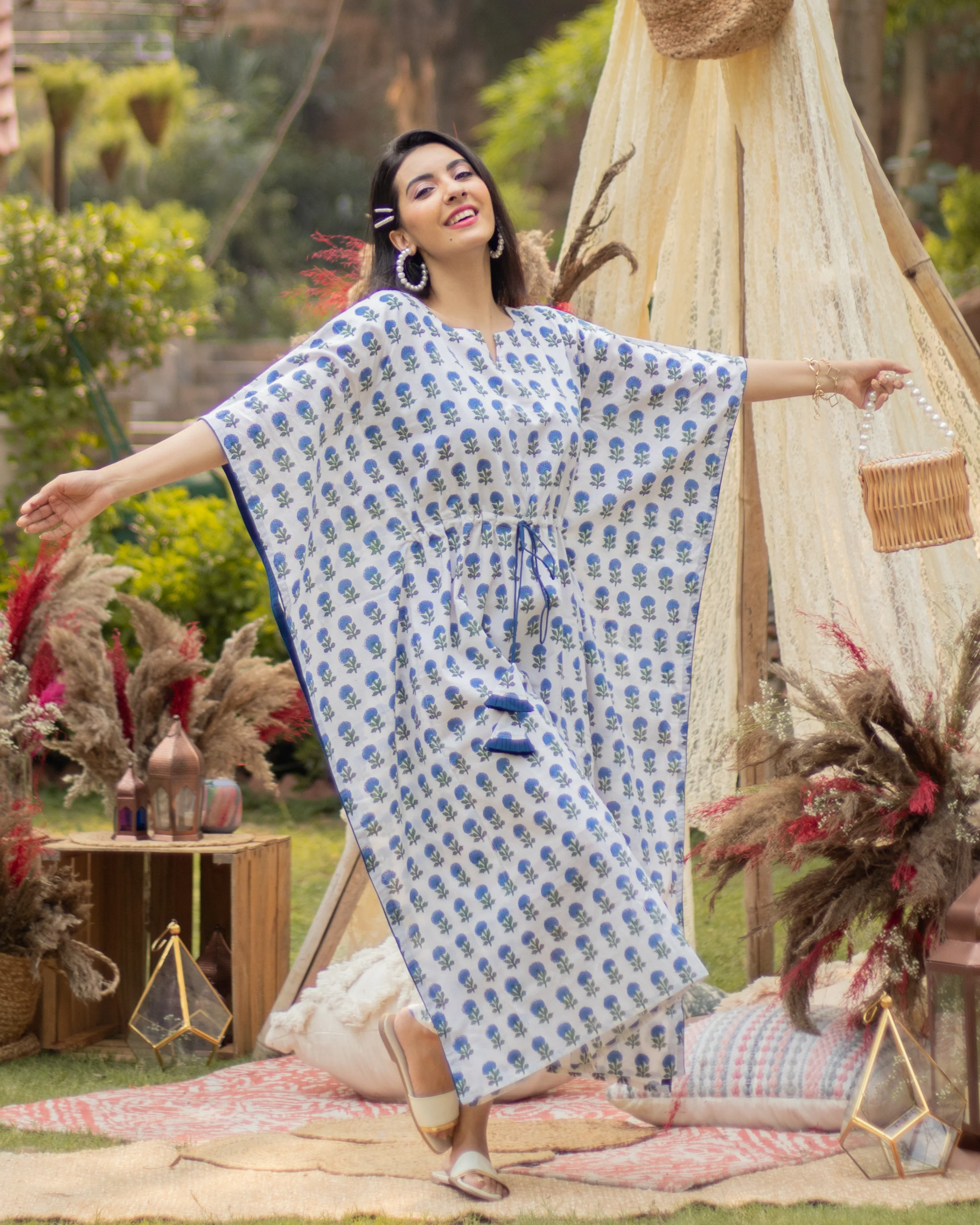 White Haven Cotton Kaftan Set - Image 3
