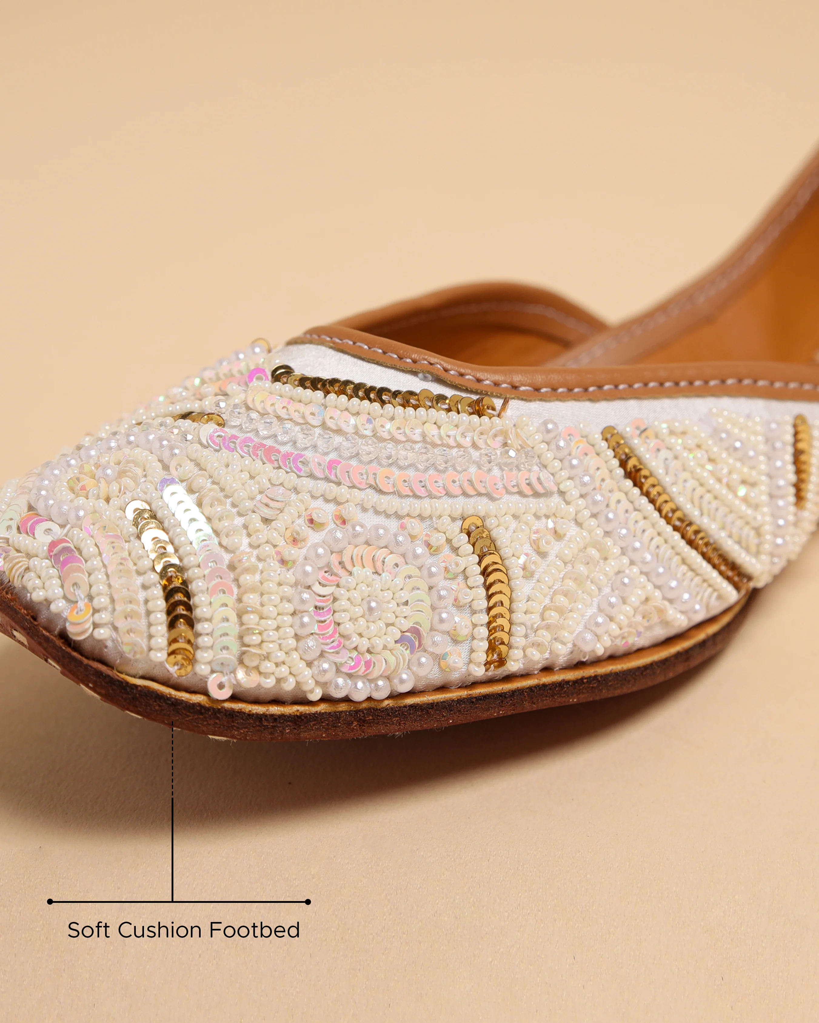 White Illusion Handcrafted Jutti - Image 3