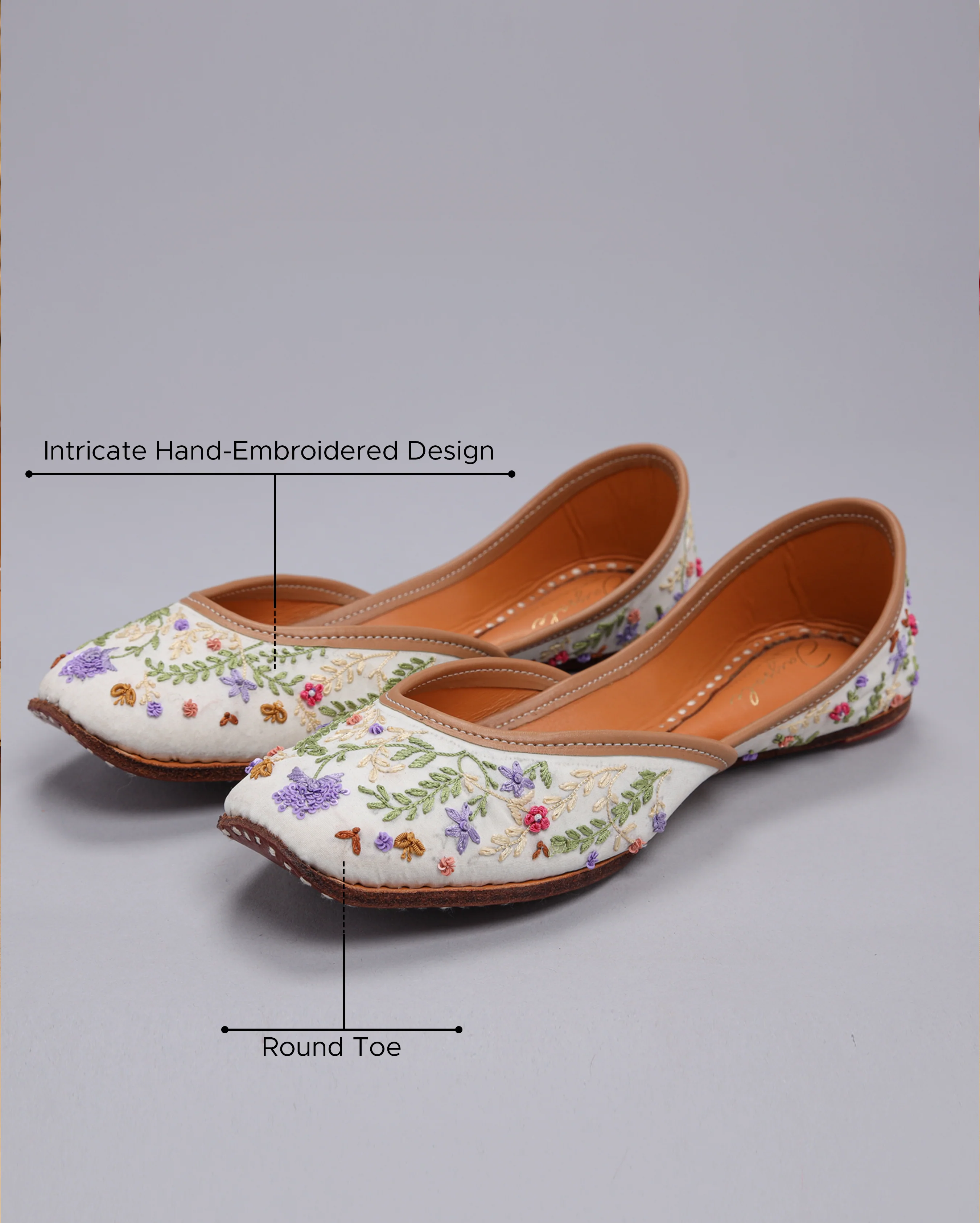 White Lavender Handcrafted Jutti - Image 2