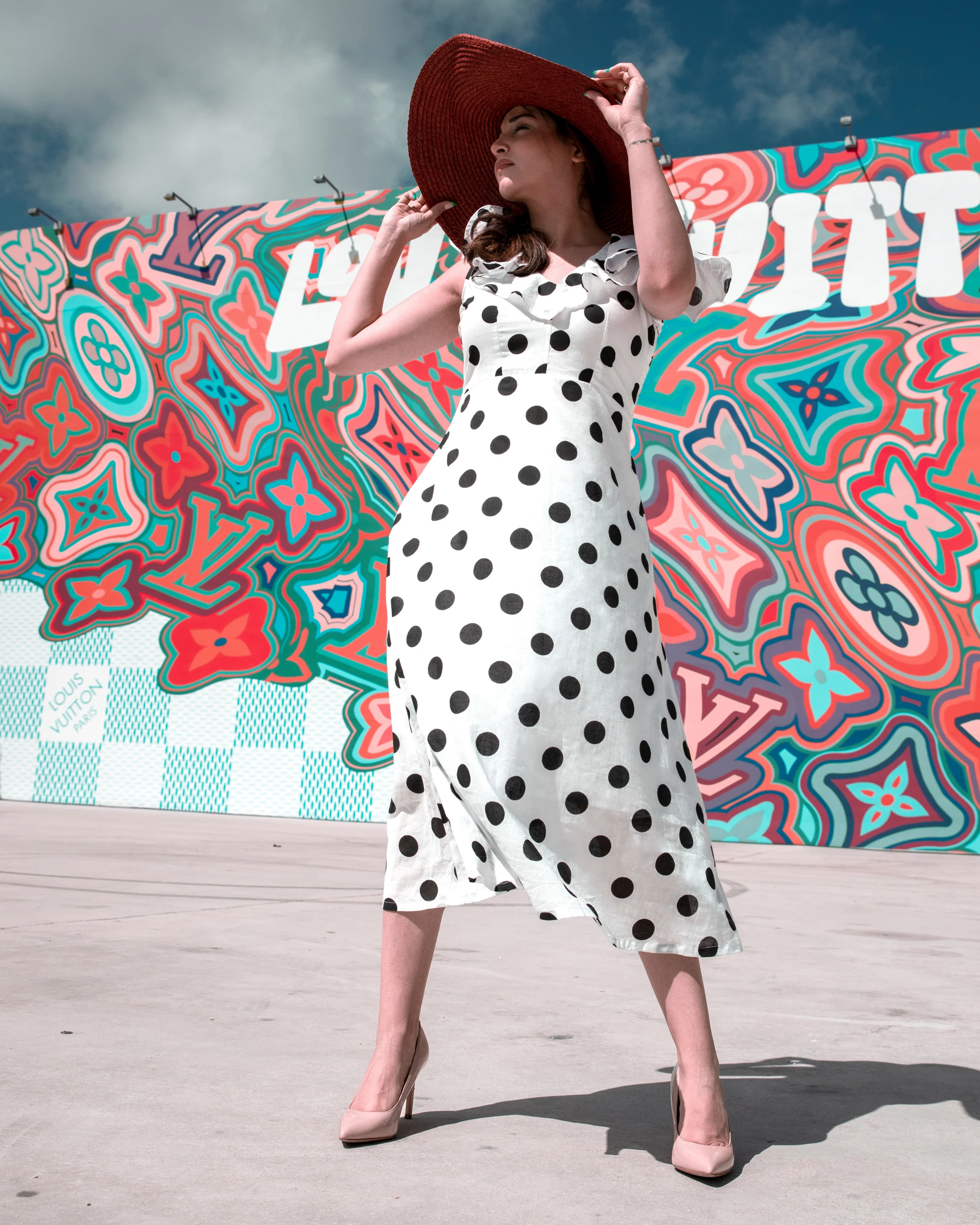 White Mist Polka Cotton Dress - Image 8
