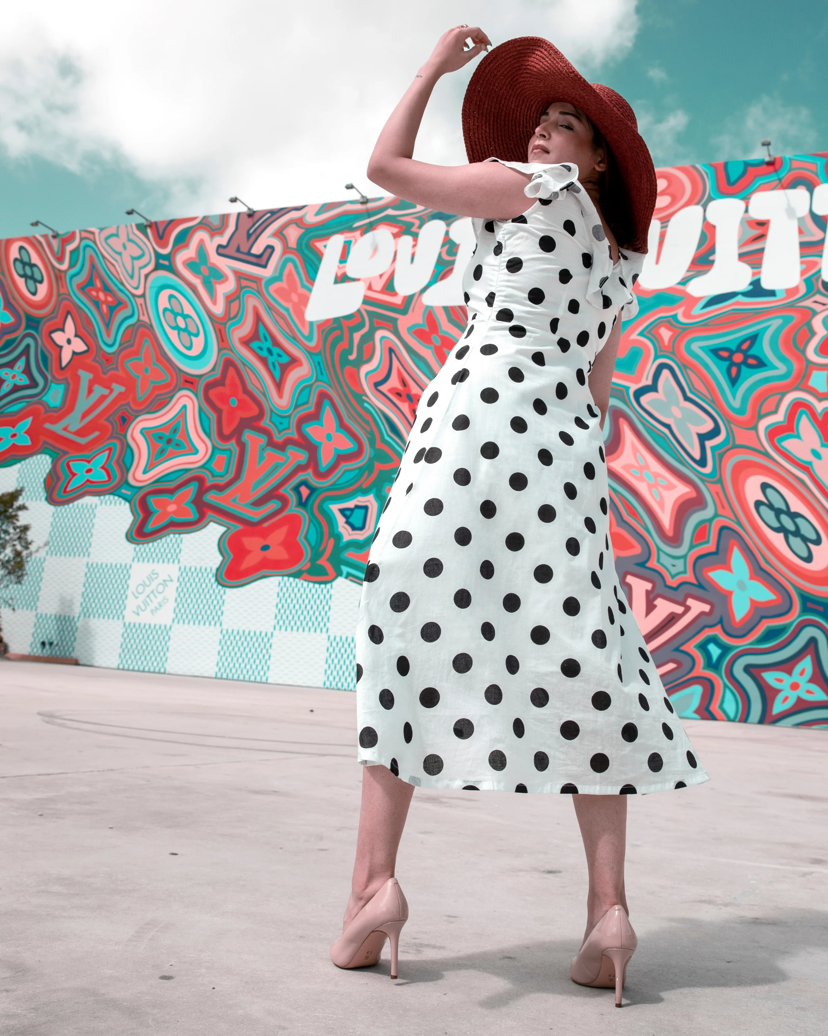 White Mist Polka Cotton Dress - Image 9