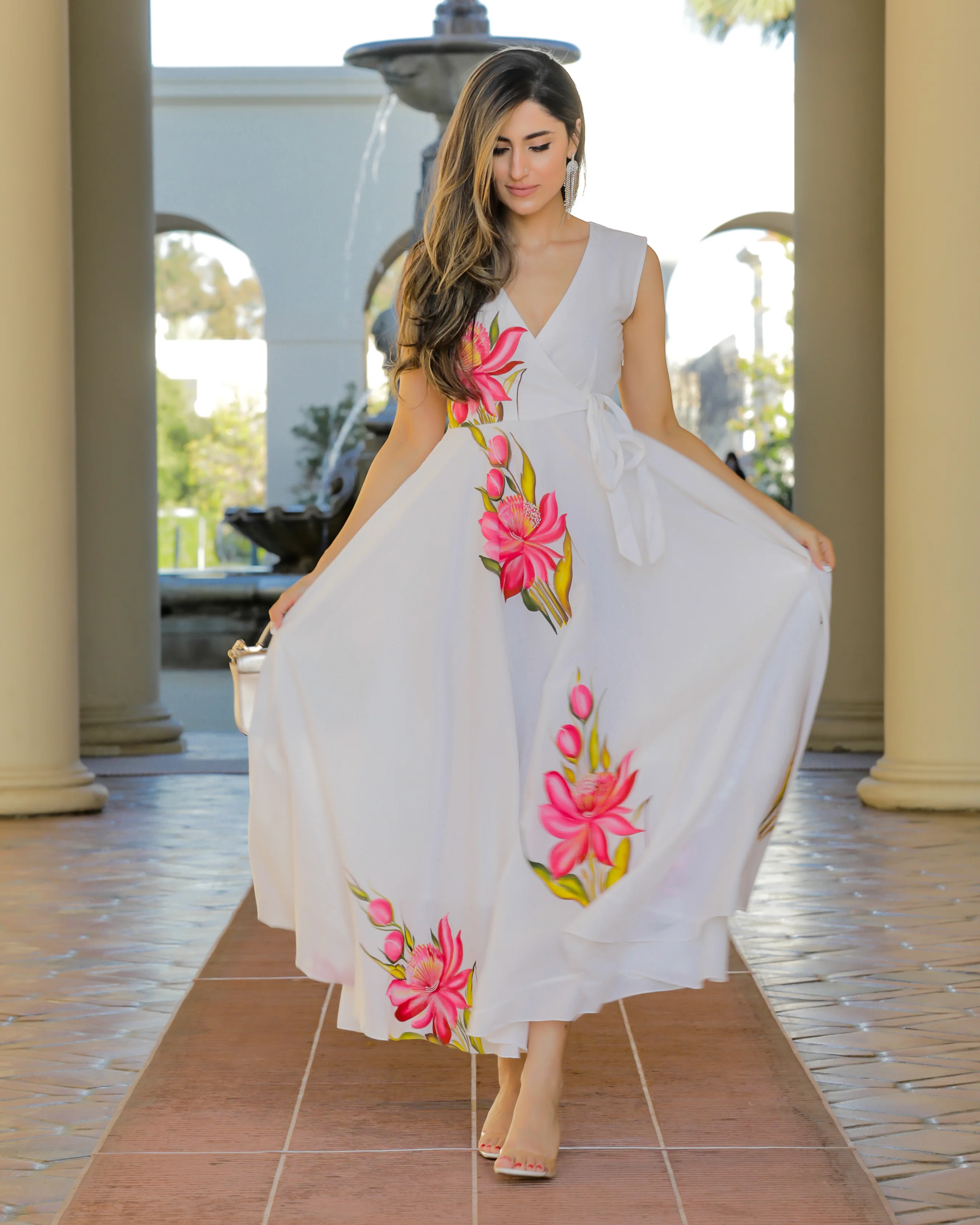 White Shell Handpainted Cotton Dress - Image 7