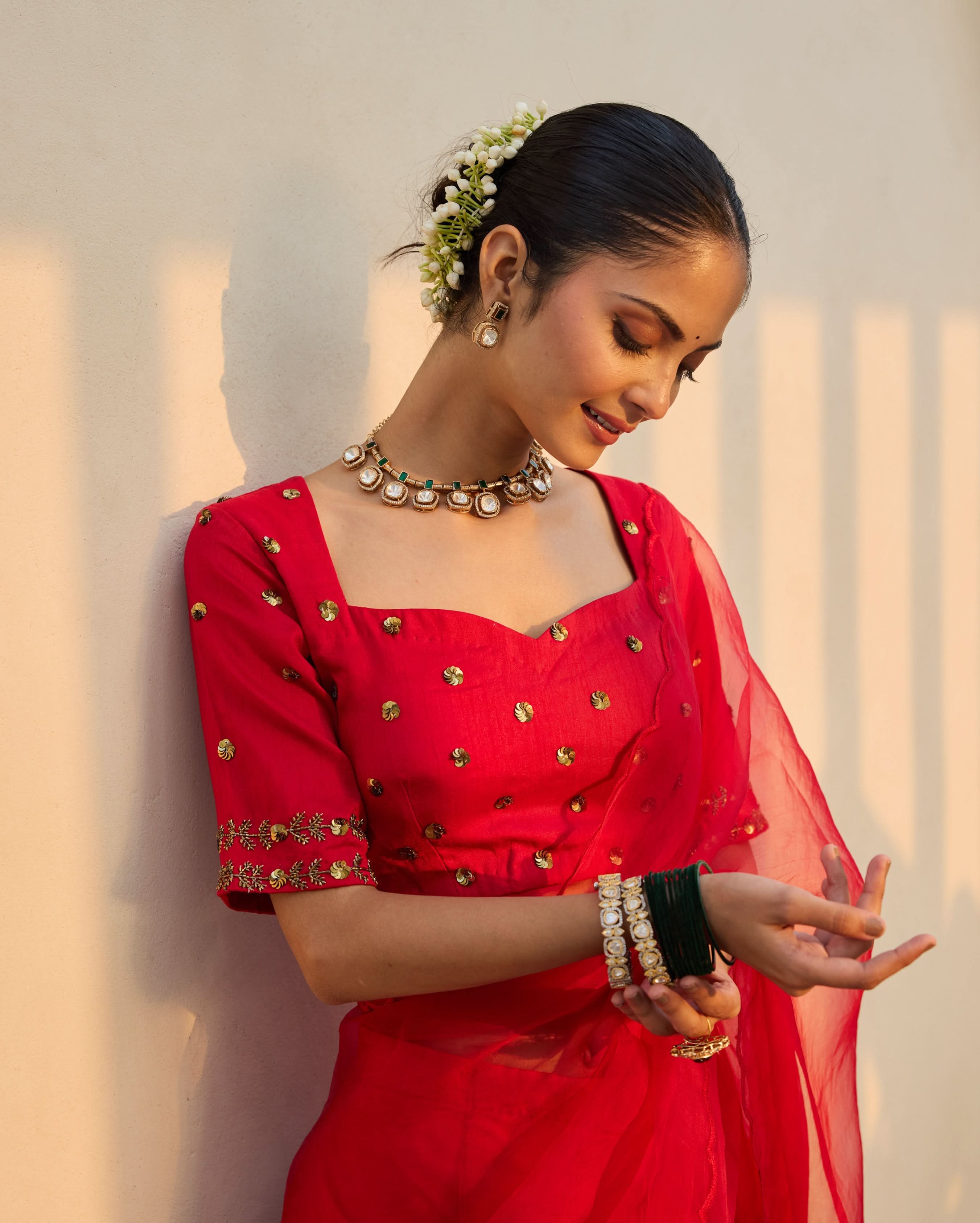 Wildflower Muse Red Silk Embroidered Blouse - Image 4