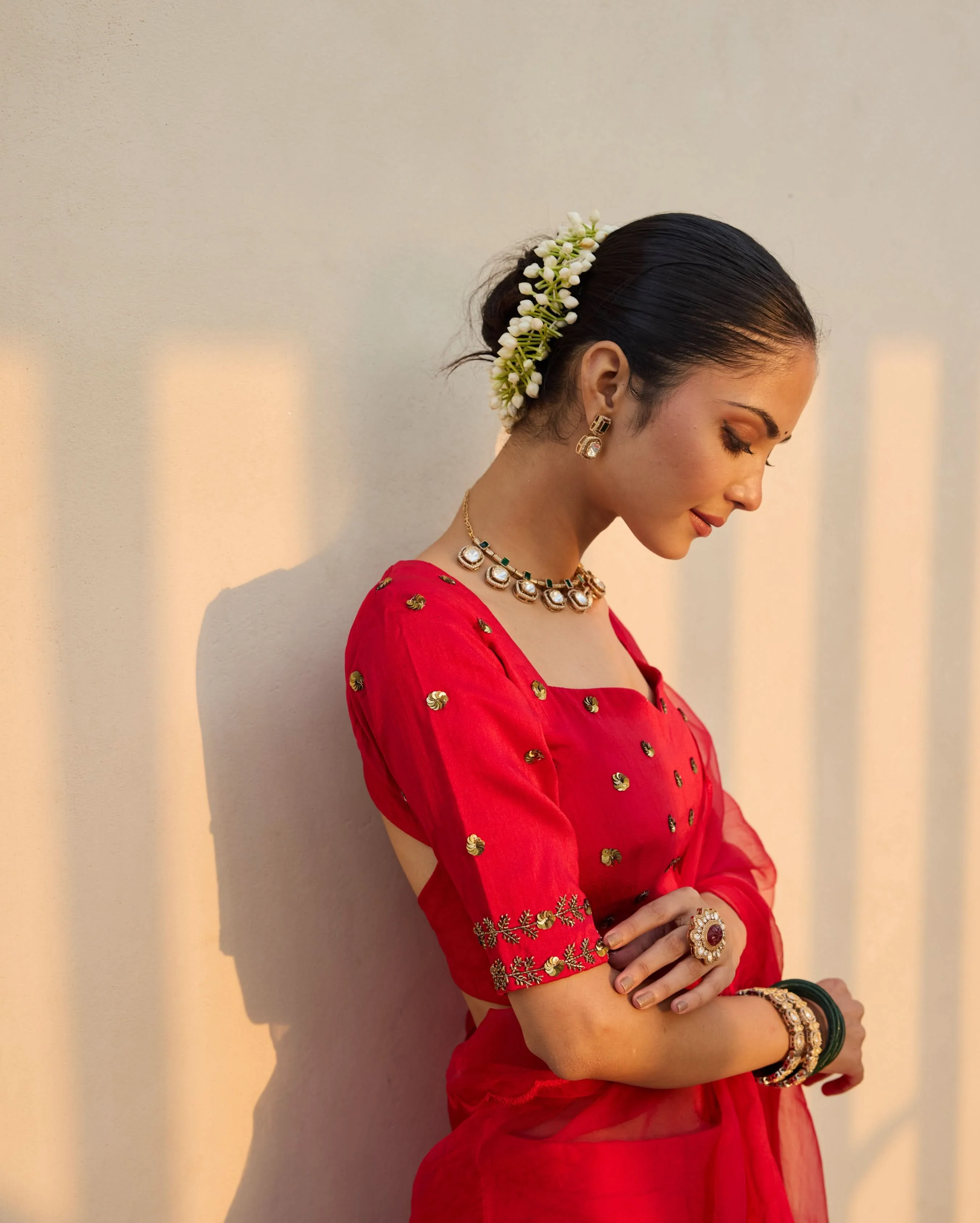 Wildflower Muse Red Silk Embroidered Blouse - Image 5