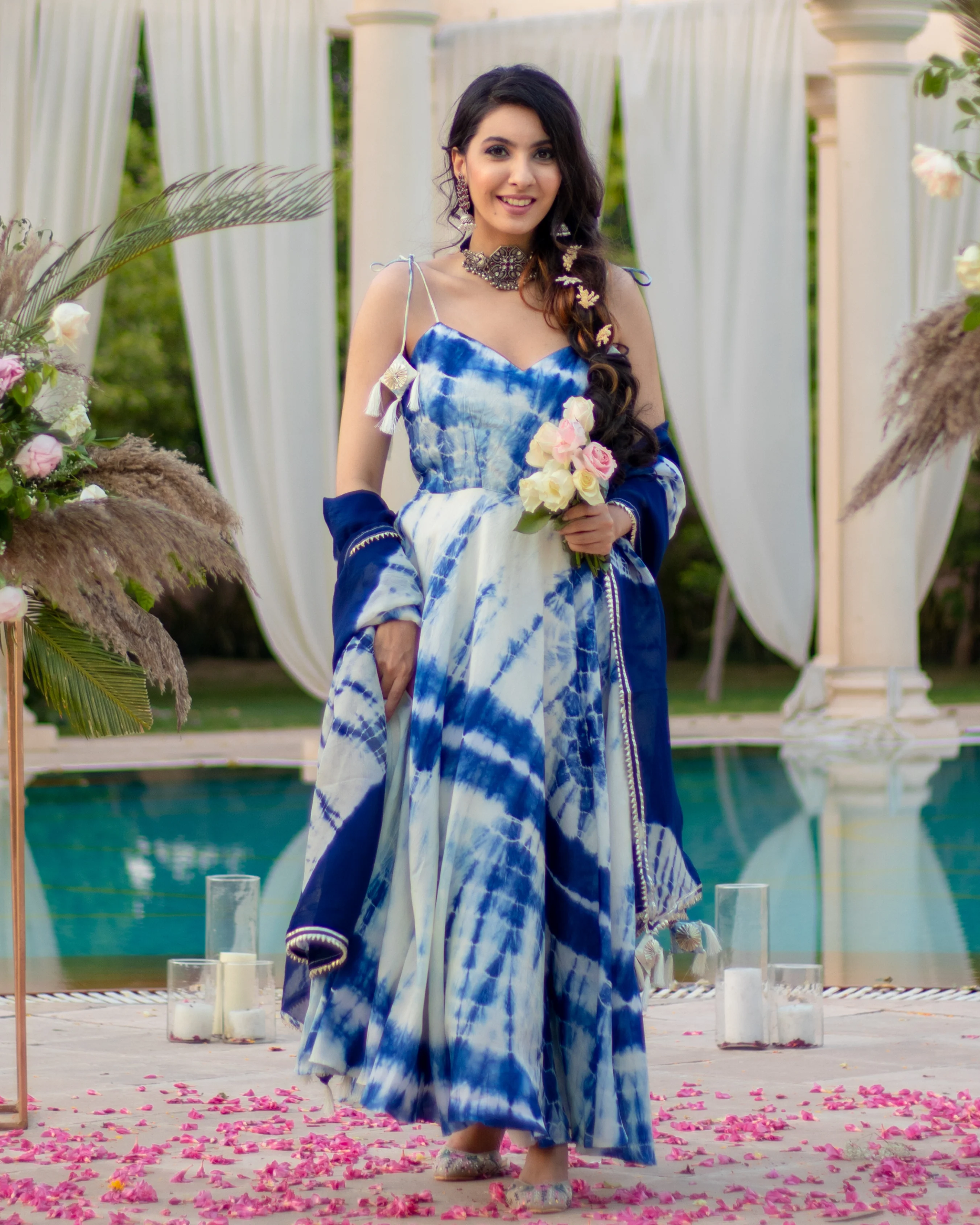 Winter Sky Tie & Dye Silk Suit Set - Image 2