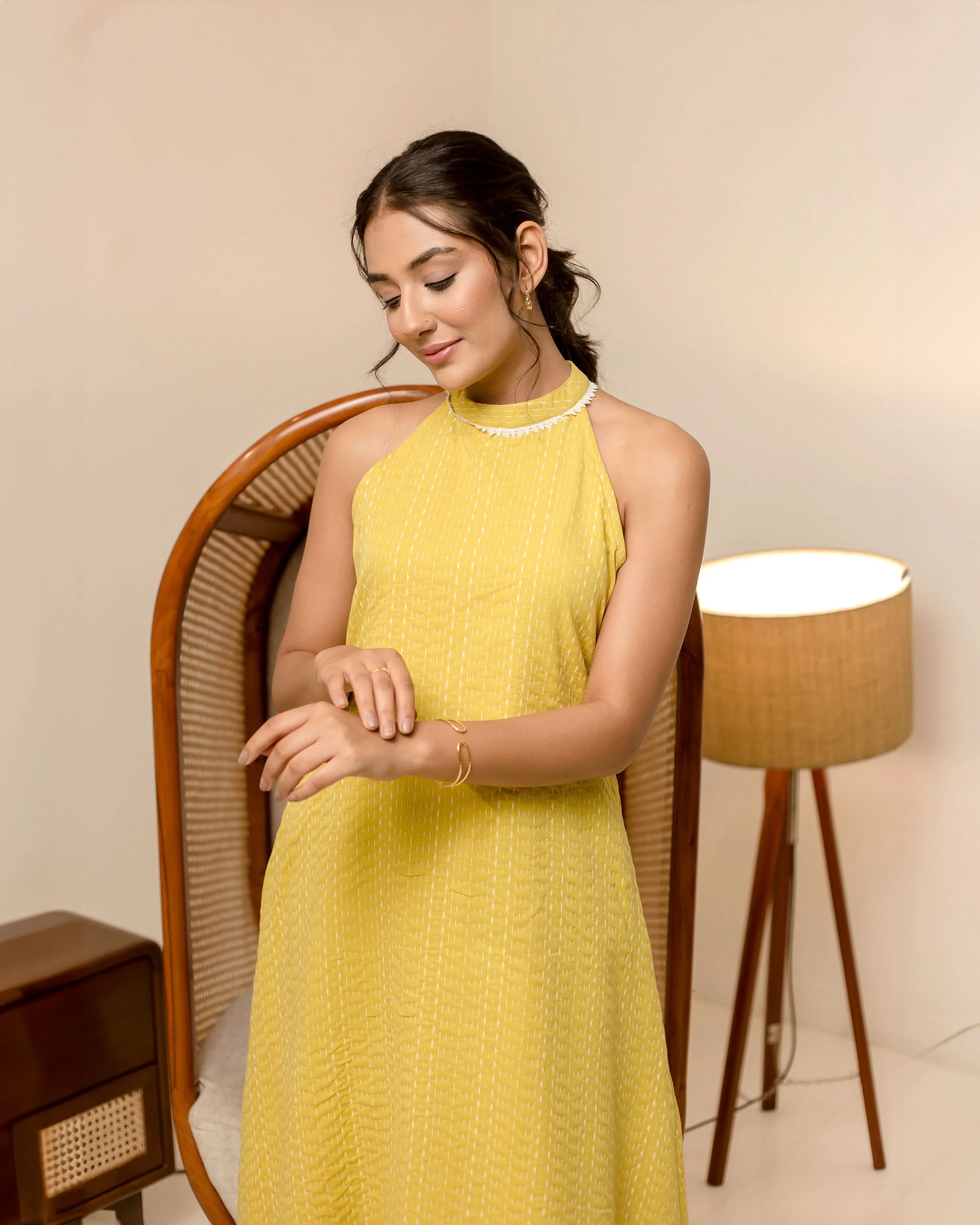 Witch Hazel Yellow Solid Cotton Dobby Coord Set - Image 4