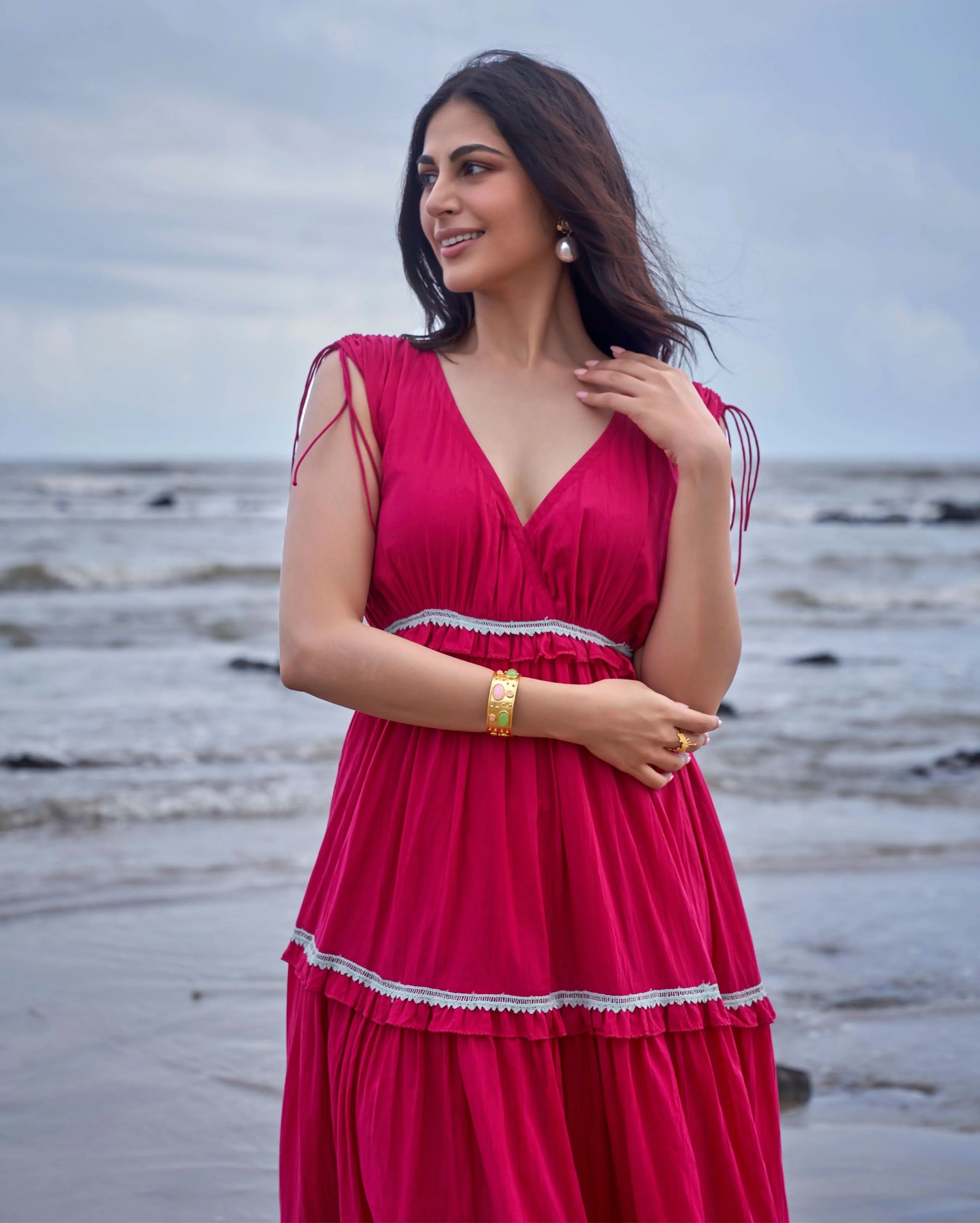 Wren Hot Pink Solid Cotton Dress - Image 6