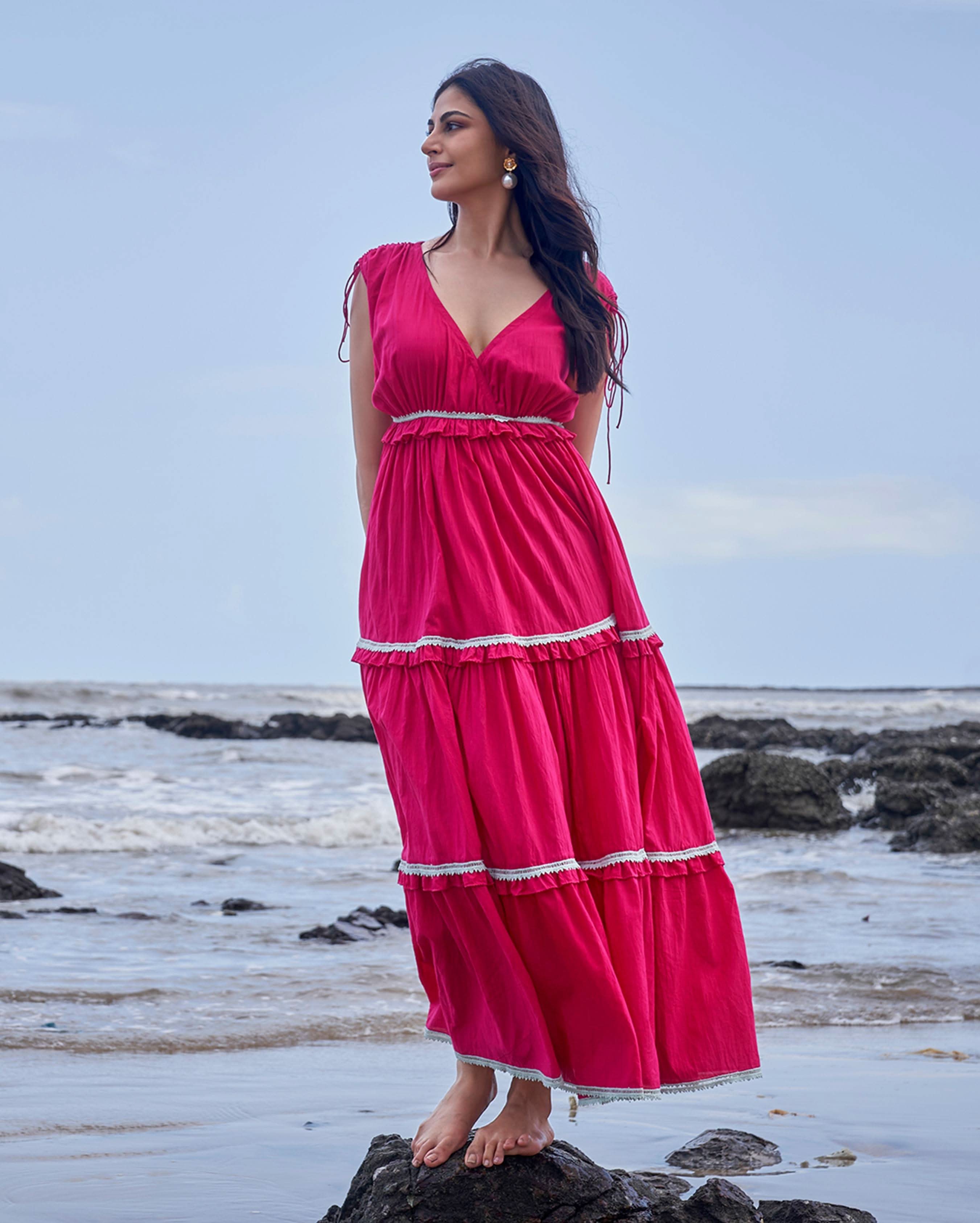Wren Hot Pink Solid Cotton Dress - Image 7