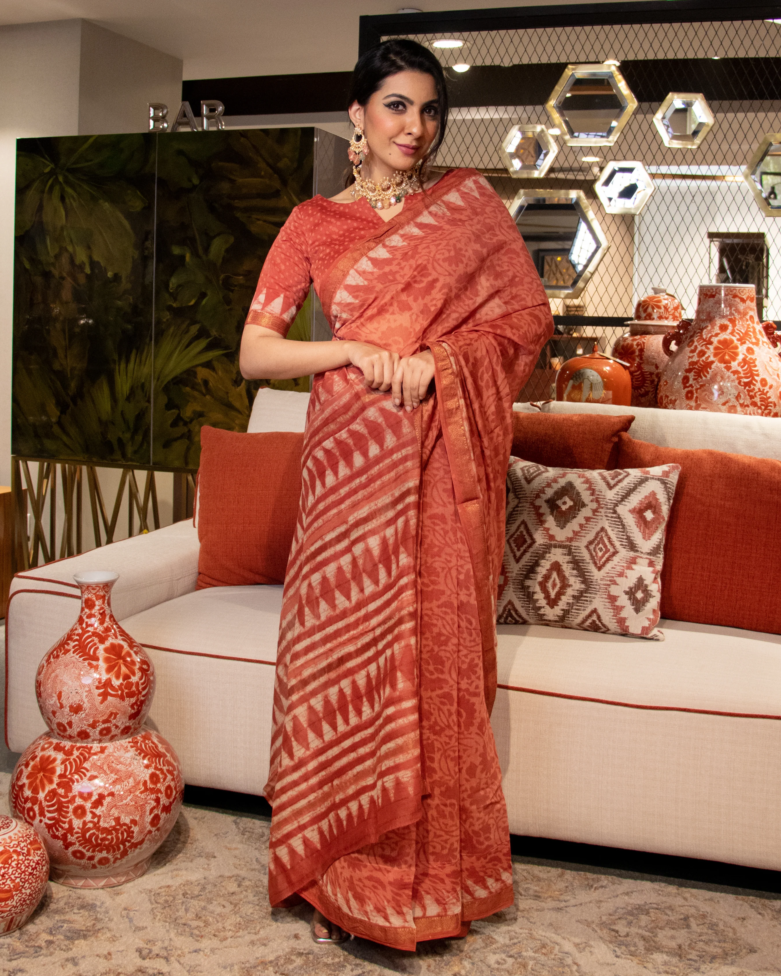 Yasmin Handblock Chanderi Silk Saree - Image 4