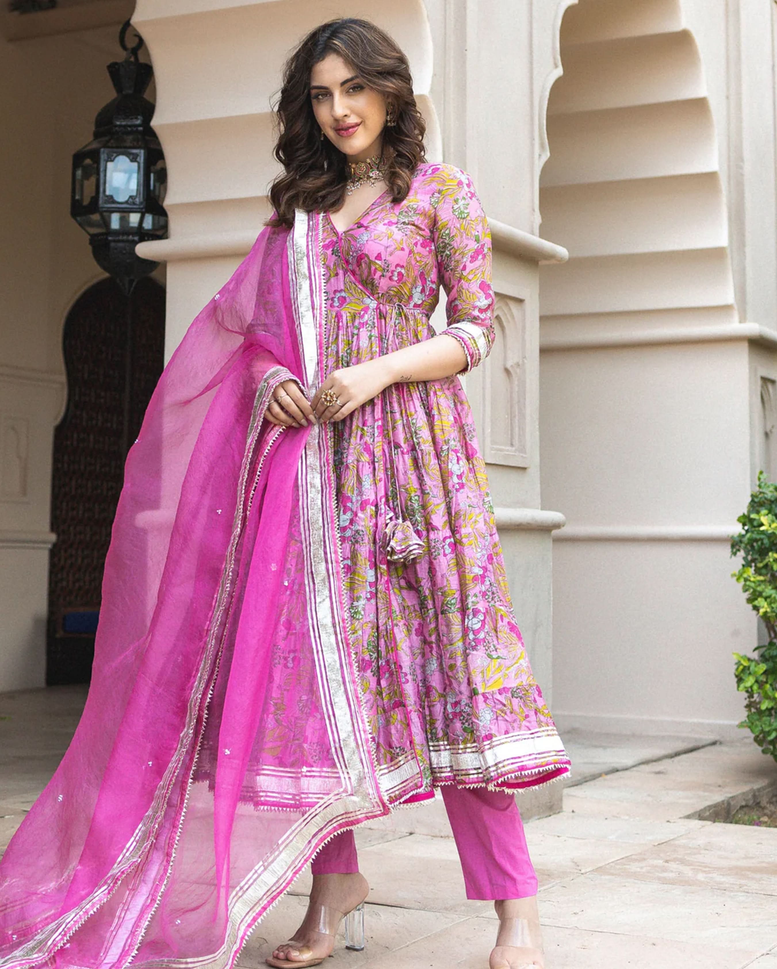 Yelena Chanderi Angrakha Suit Set - Image 6