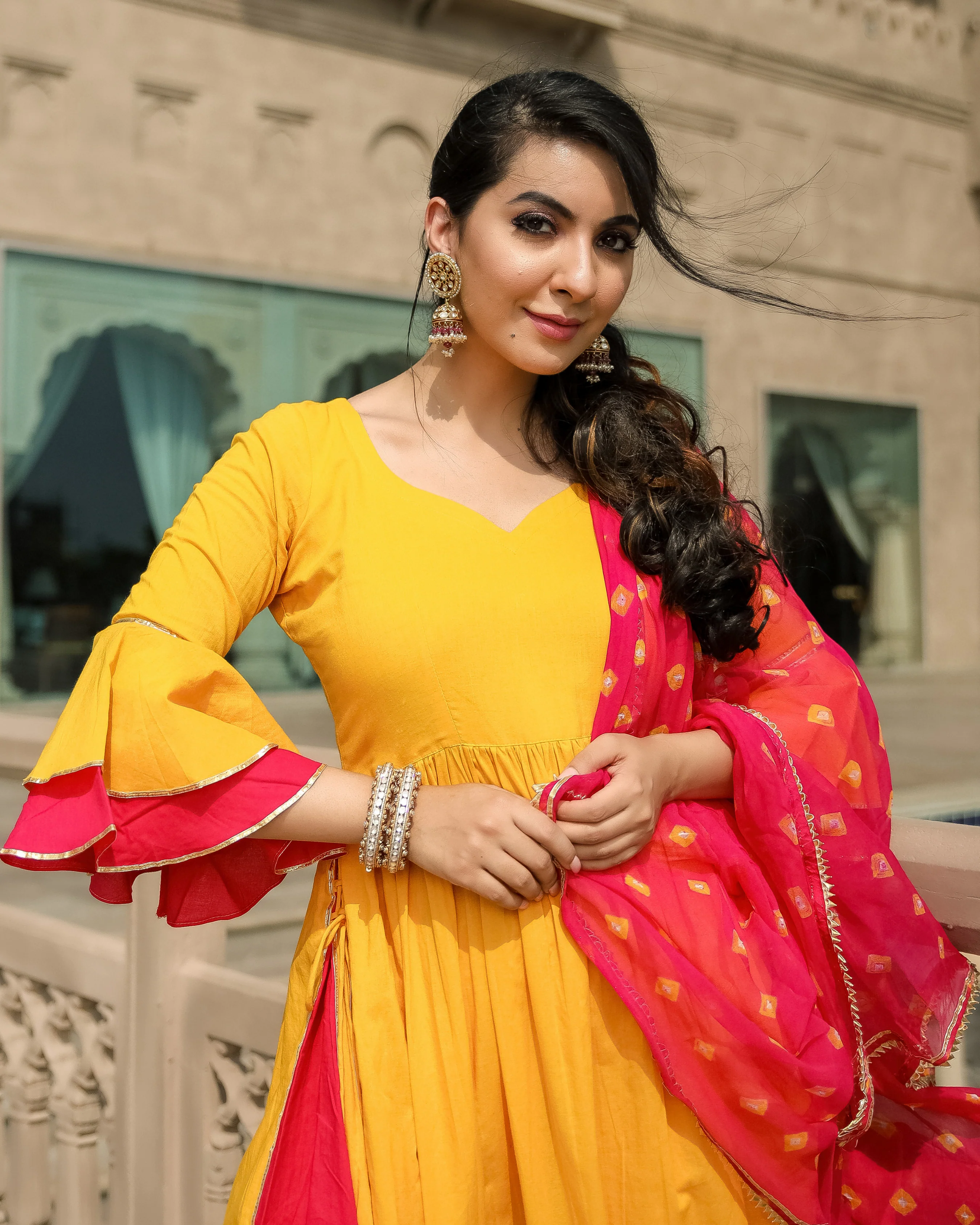Yellow Beat Leheriya Gota Suit Set - Image 6