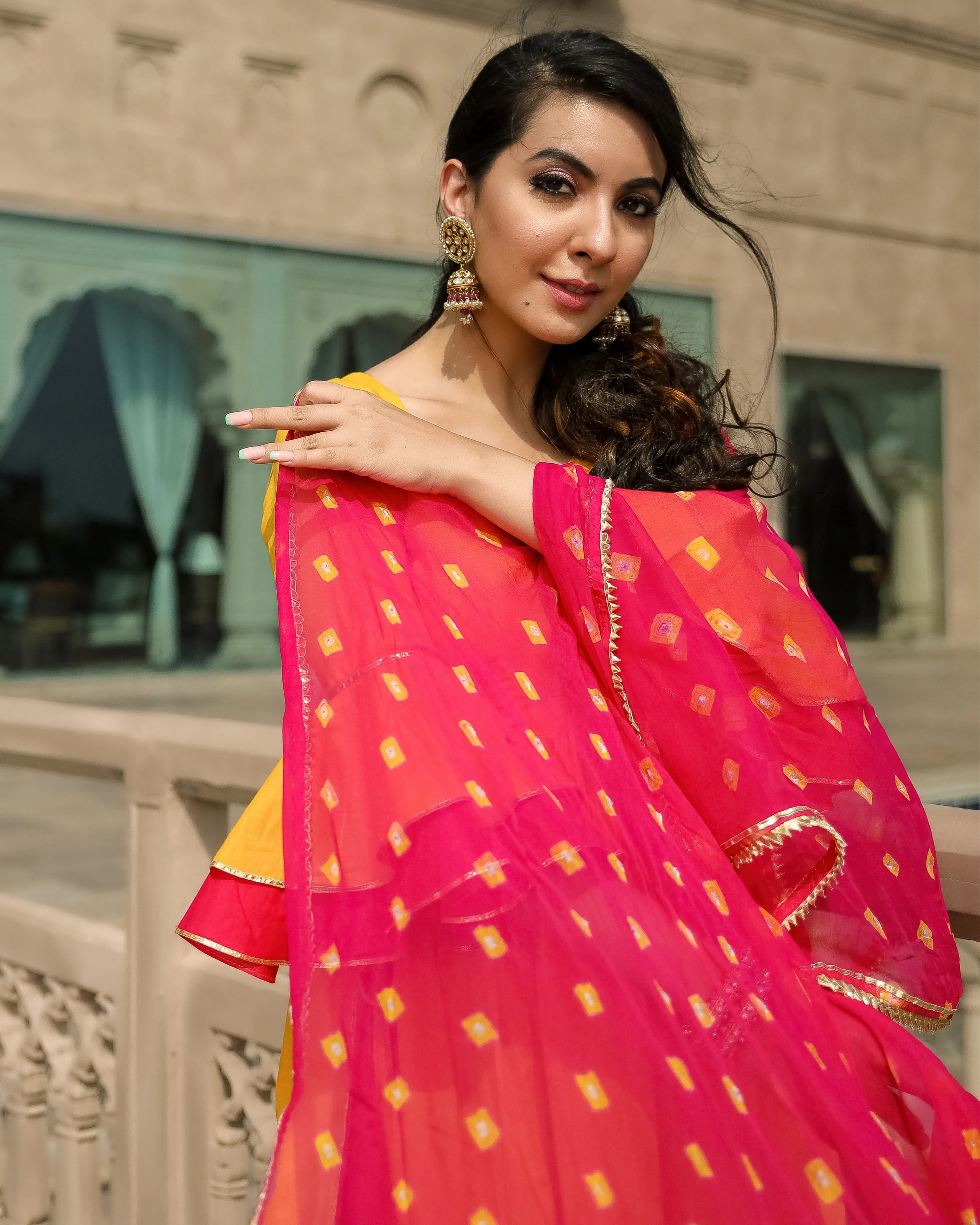 Yellow Beat Leheriya Gota Suit Set - Image 7