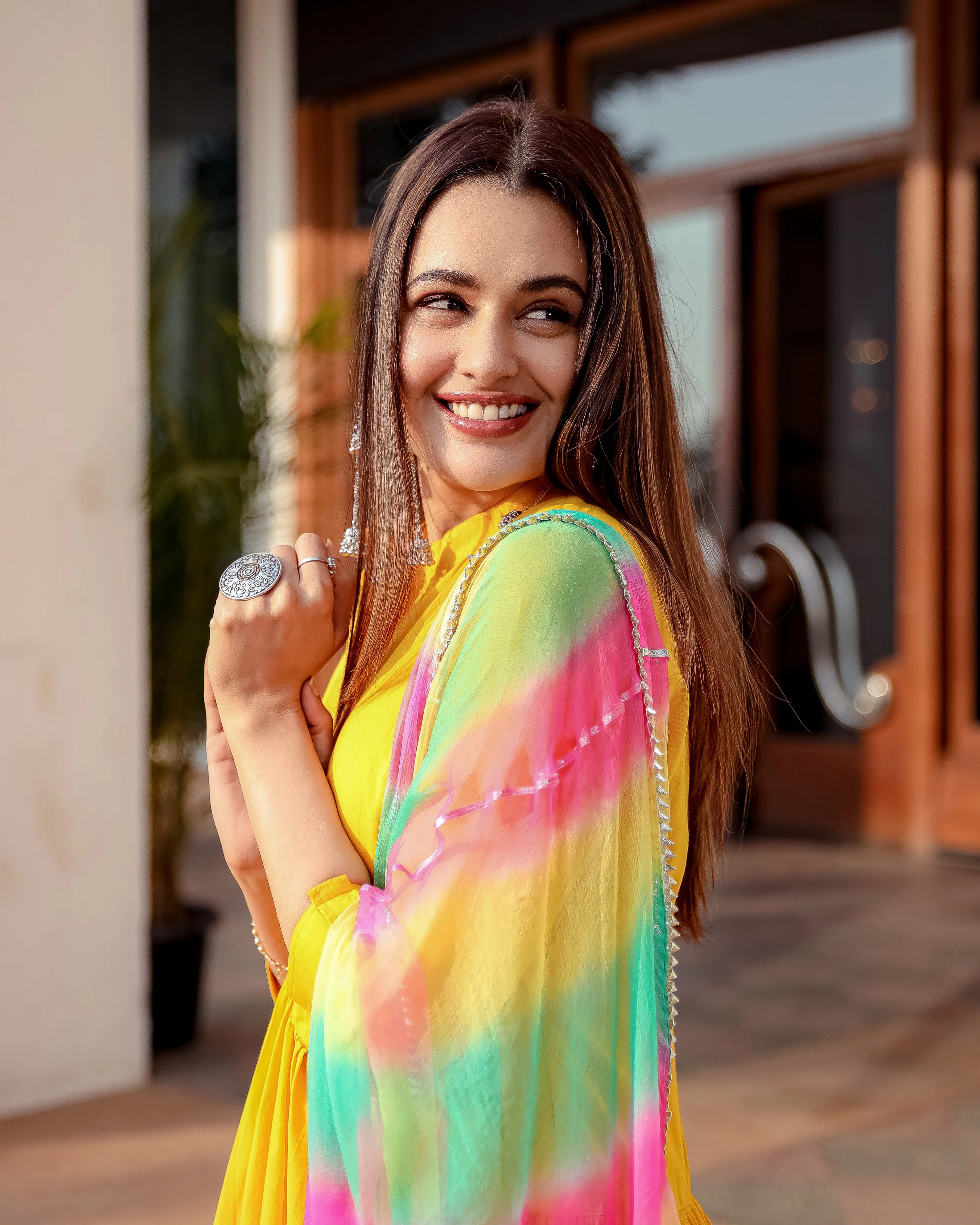 Yellow Blush Leheriya Suit Set - Image 3