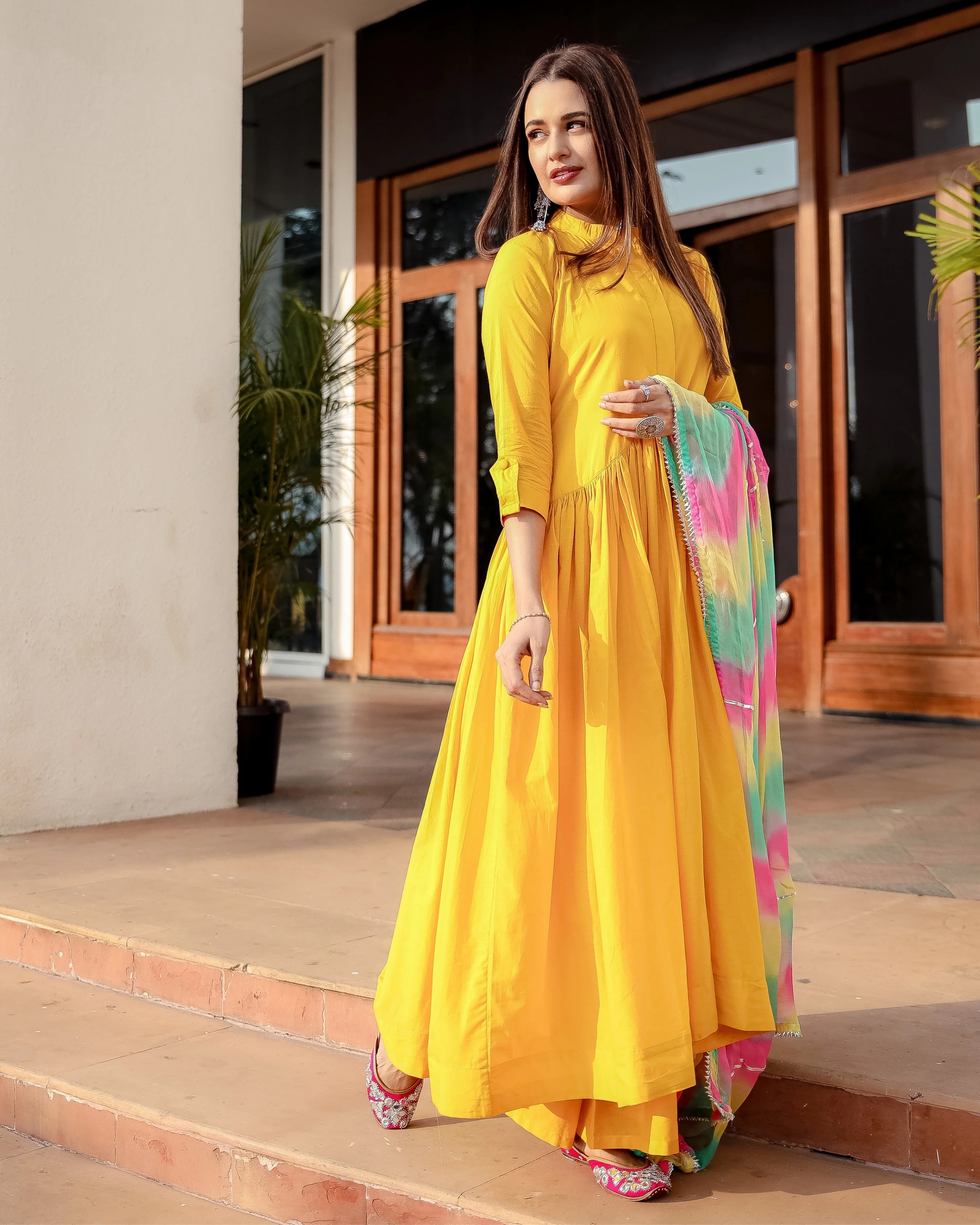 Yellow Blush Leheriya Suit Set - Image 4