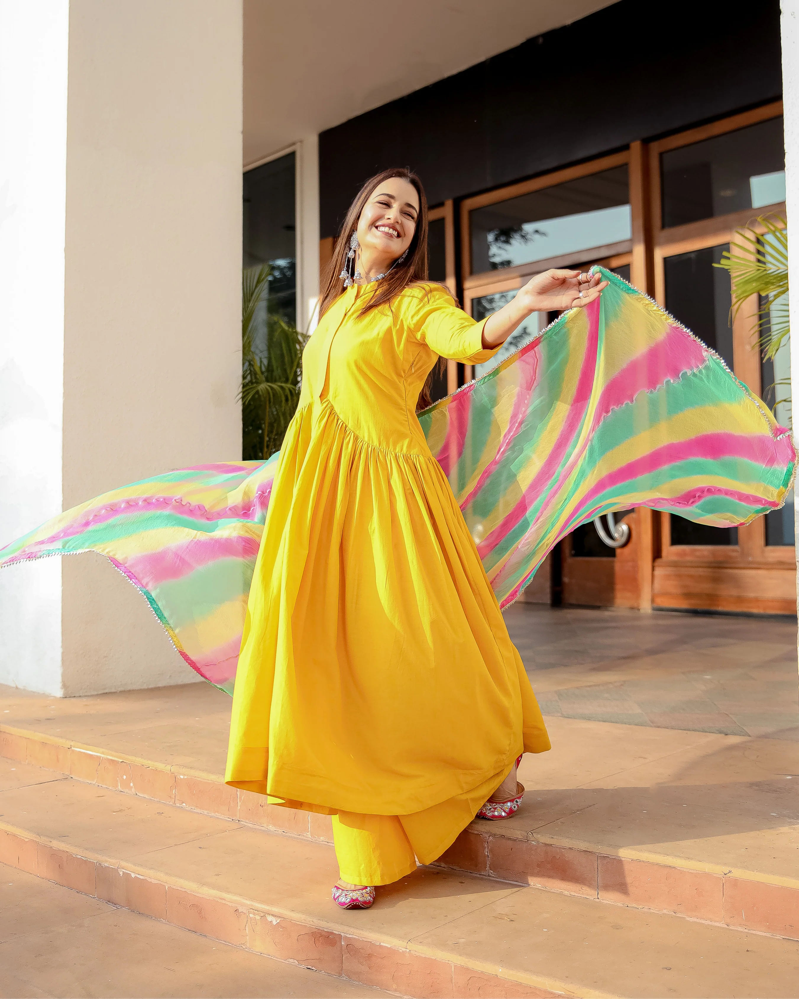 Yellow Blush Leheriya Suit Set - Image 5