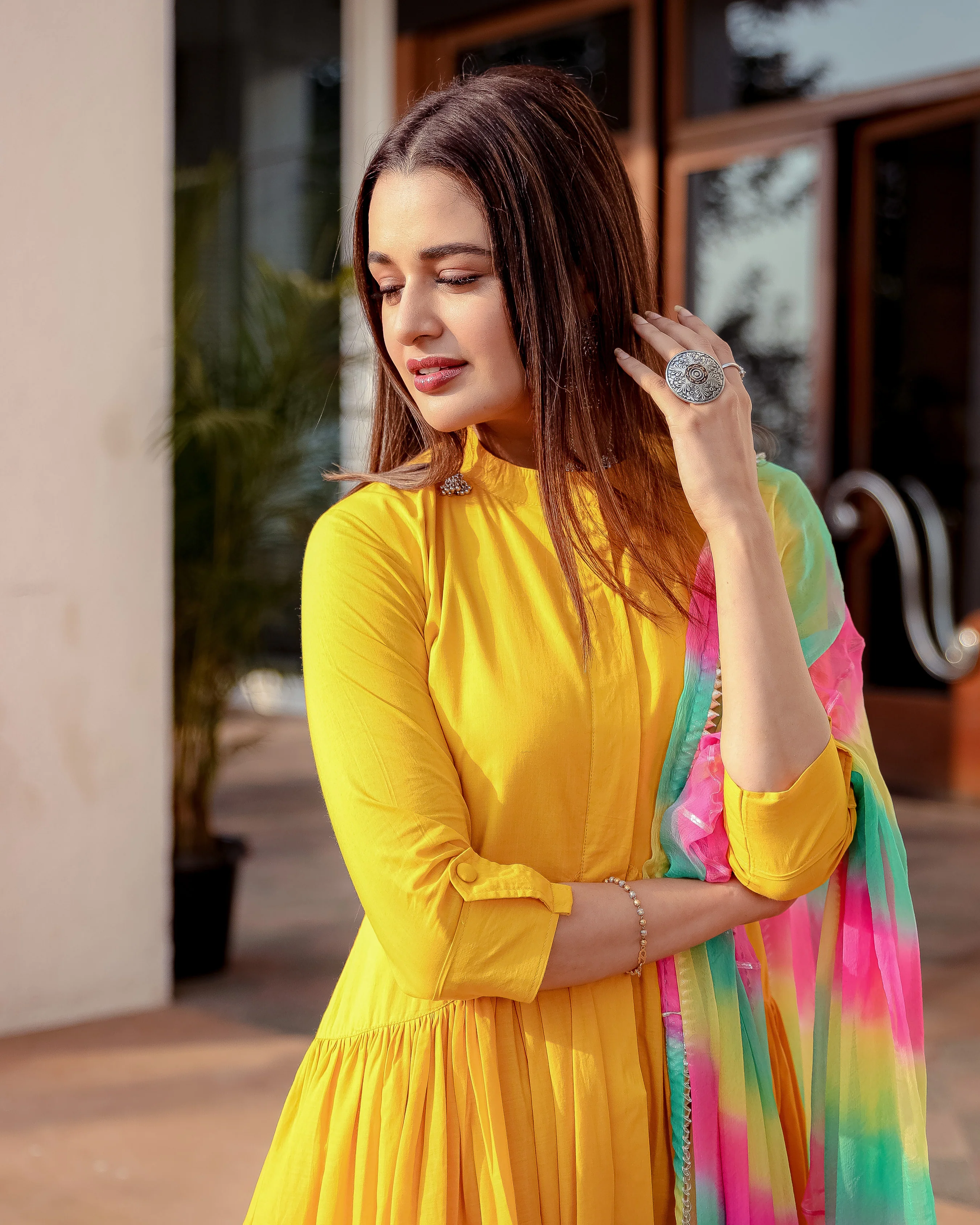 Yellow Blush Leheriya Suit Set - Image 7