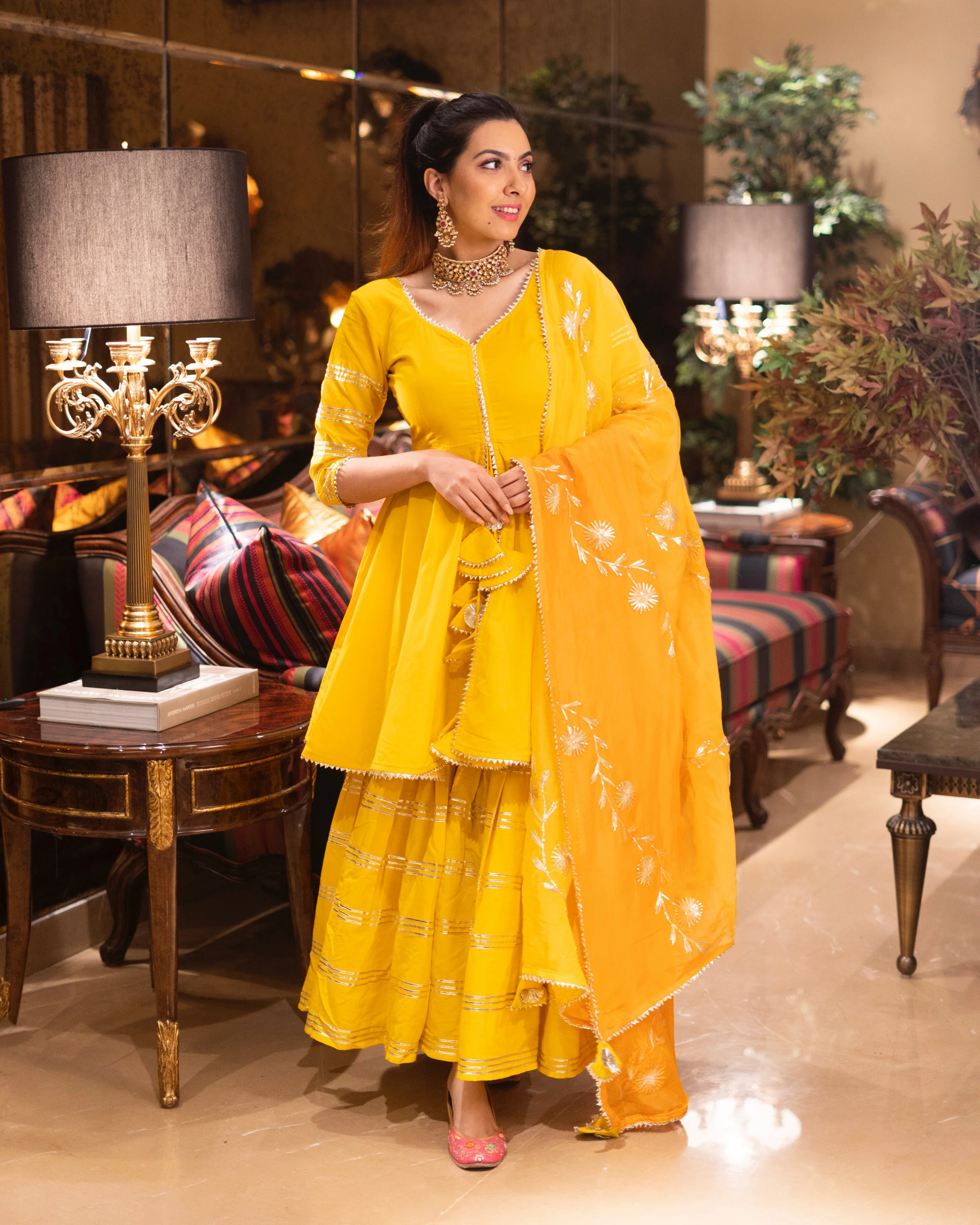 Yellow Mellow Gotapatti Sharara Set - Image 3