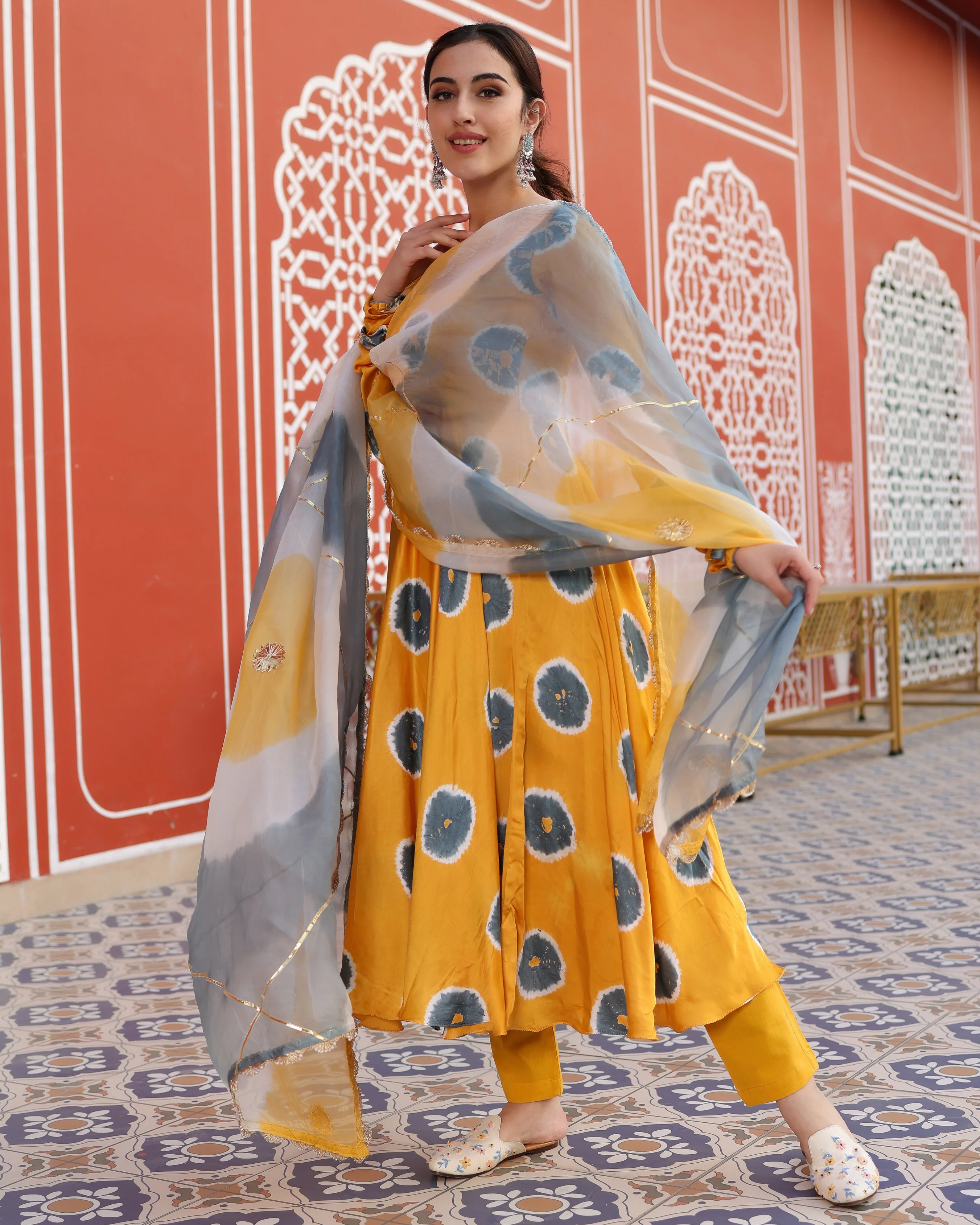 Yellow Pumpkin Tie And Dye Suit Set - Image 4