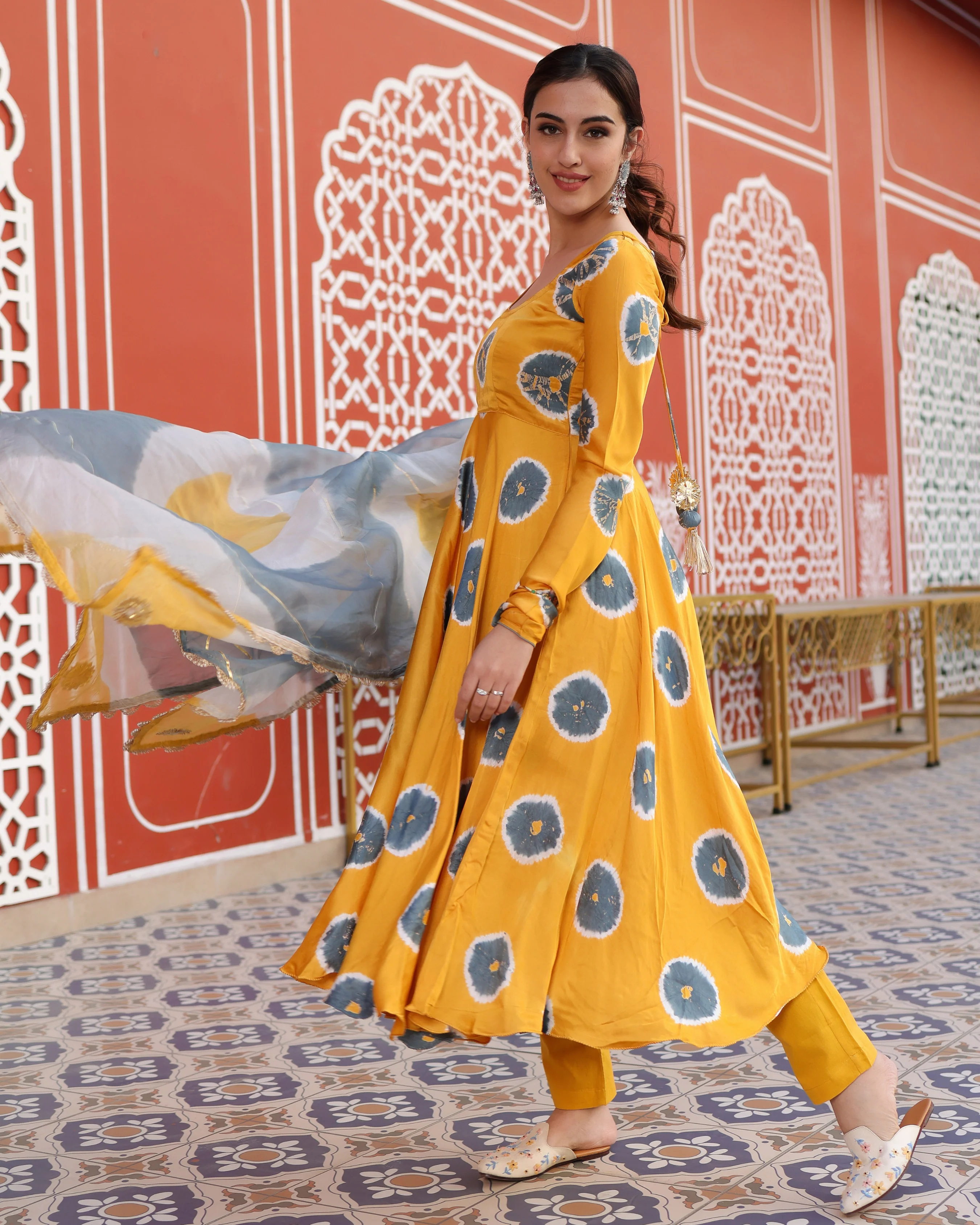 Yellow Pumpkin Tie And Dye Suit Set - Image 7
