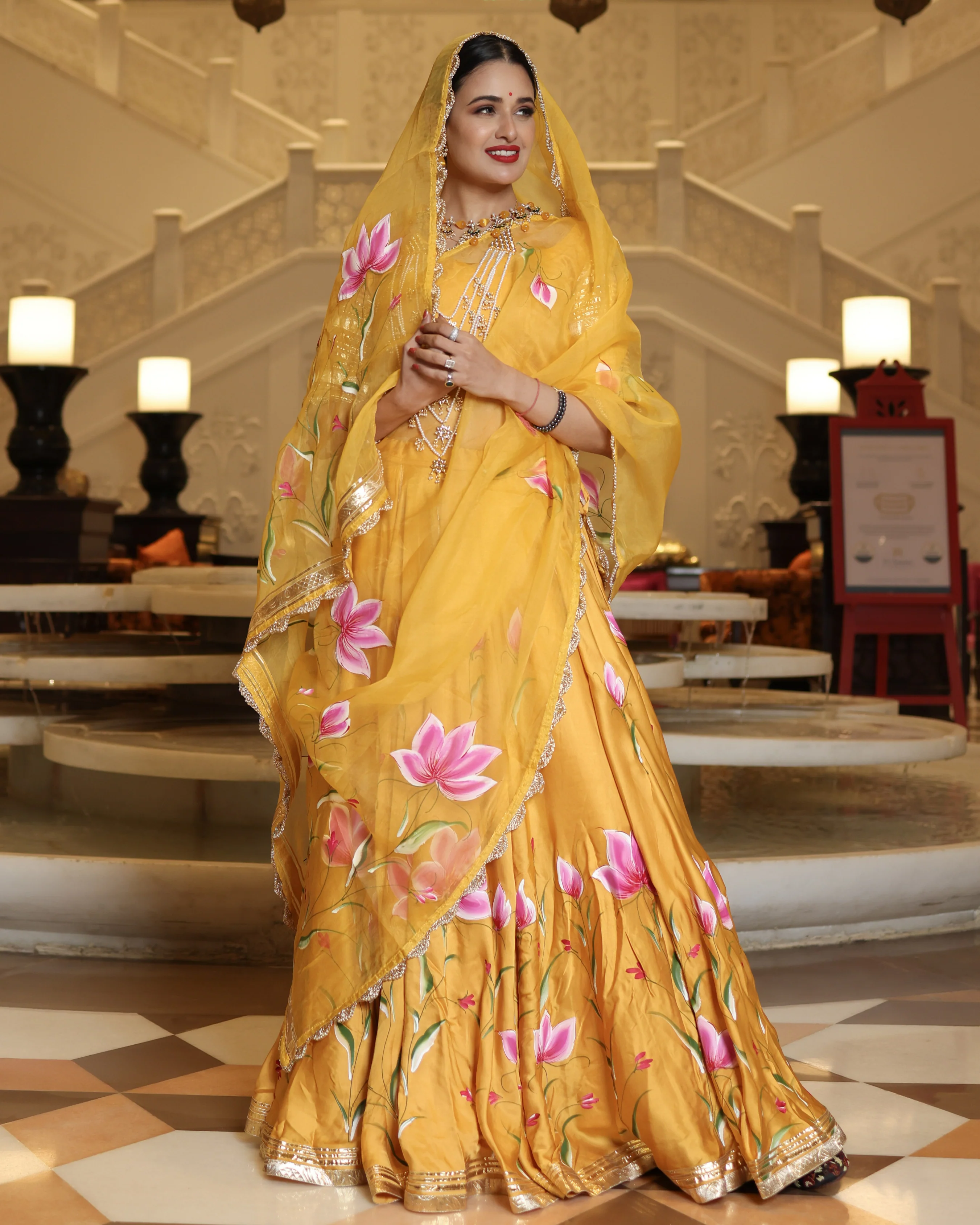 Yellow Slice Handpainted Lehenga Set - Image 3