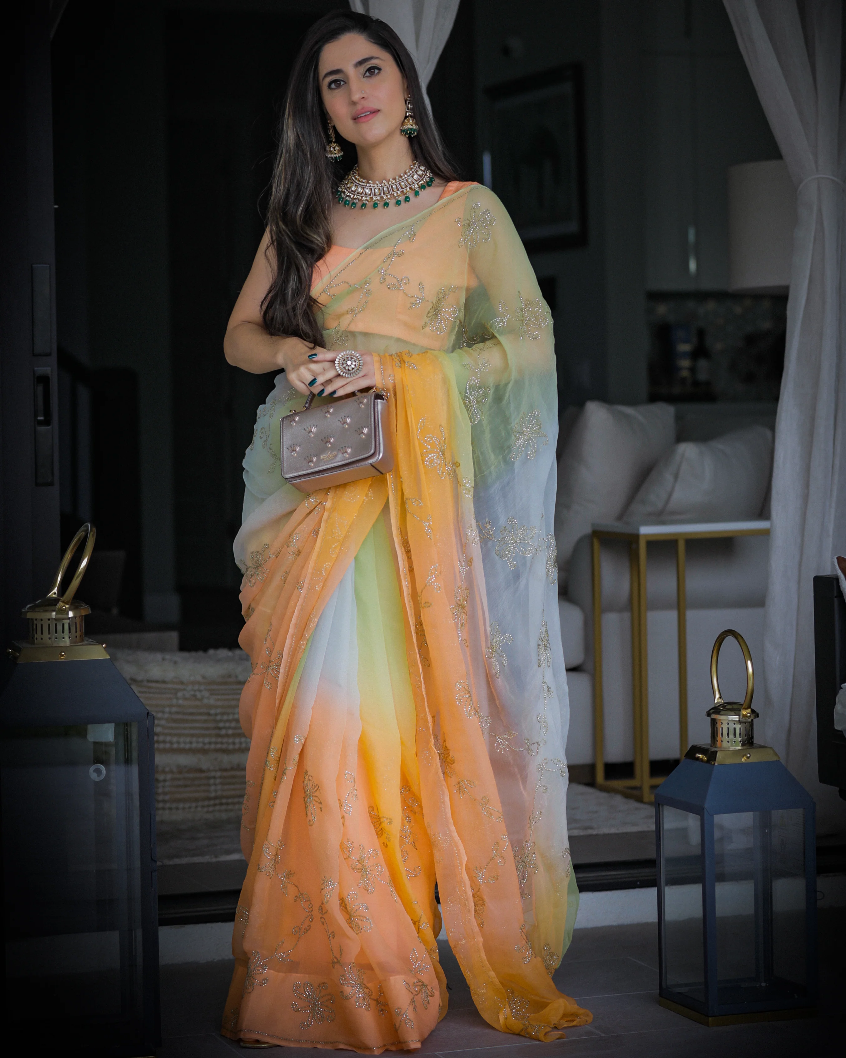 Yellow Sunshine Pure Chiffon Saree - Image 2