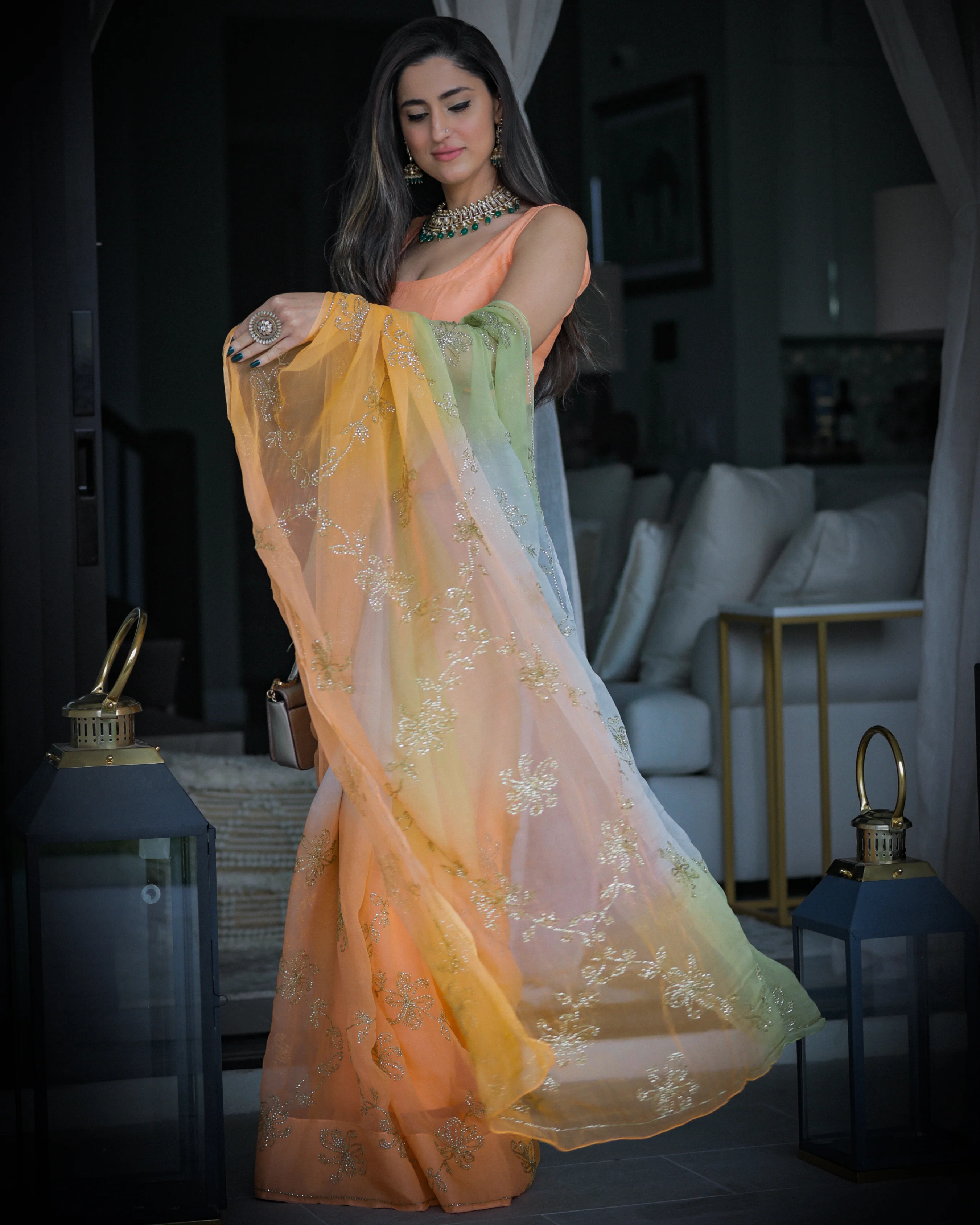 Yellow Sunshine Pure Chiffon Saree - Image 5