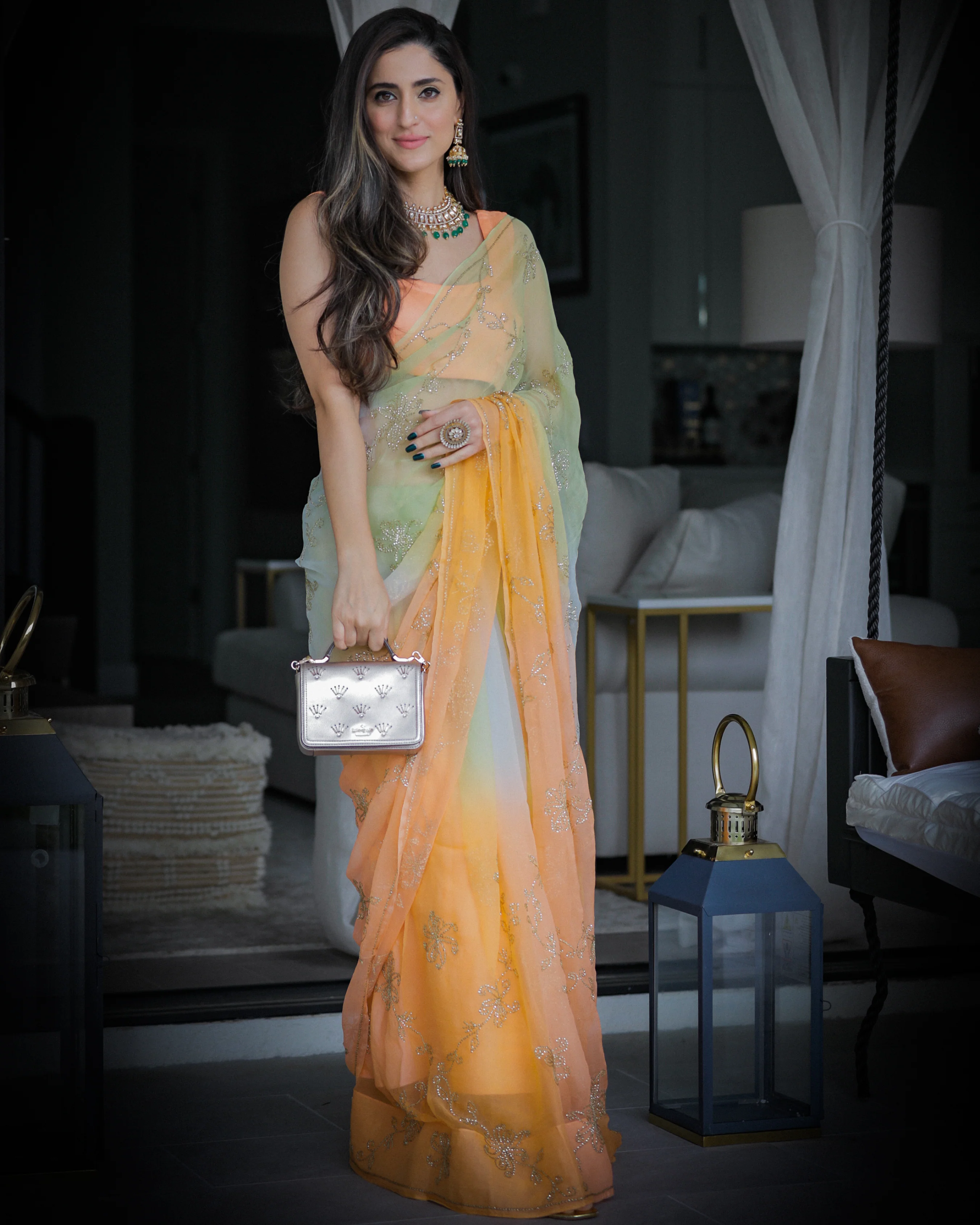Yellow Sunshine Pure Chiffon Saree - Image 8
