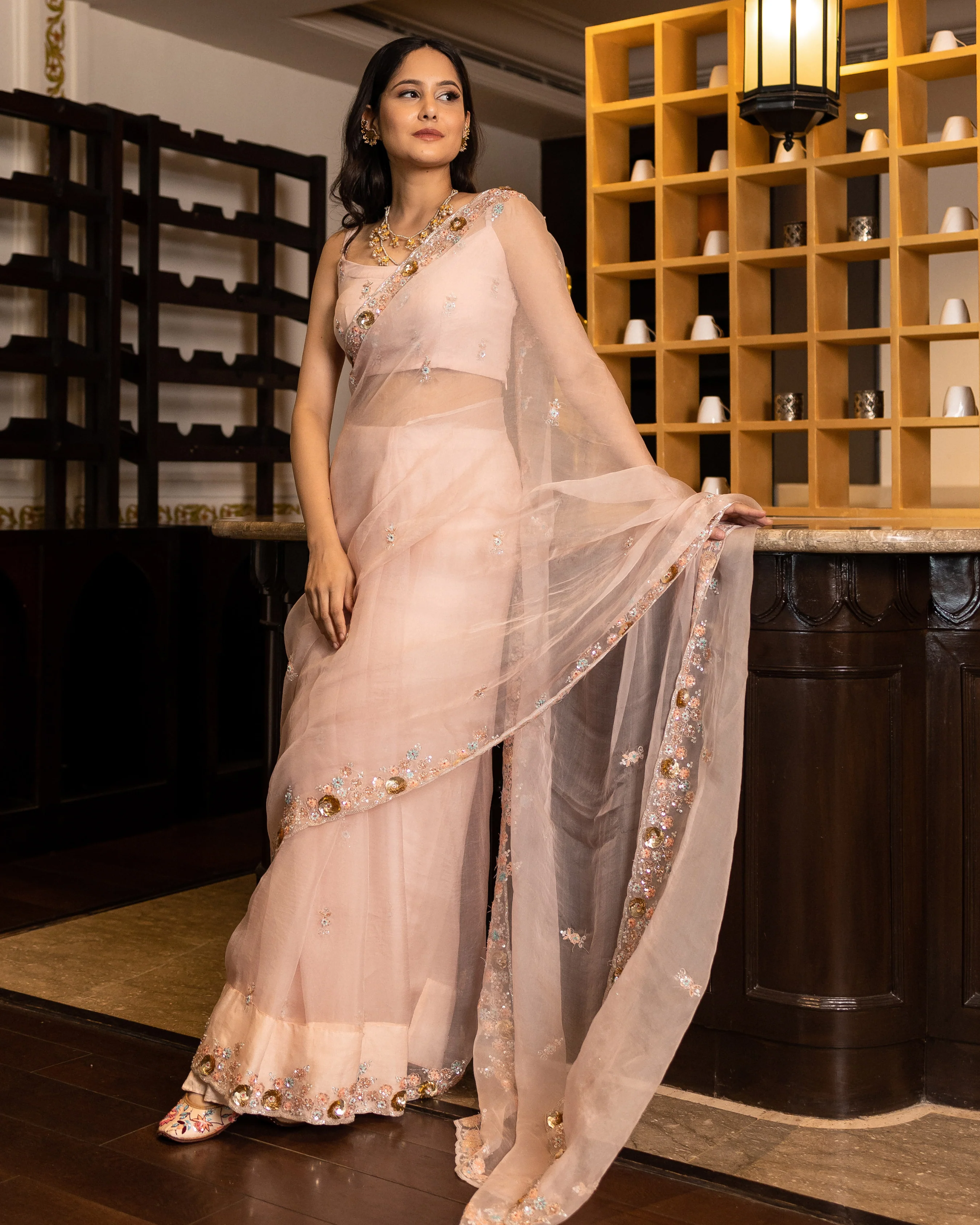 Yogini Handwork Organza Saree - Image 3