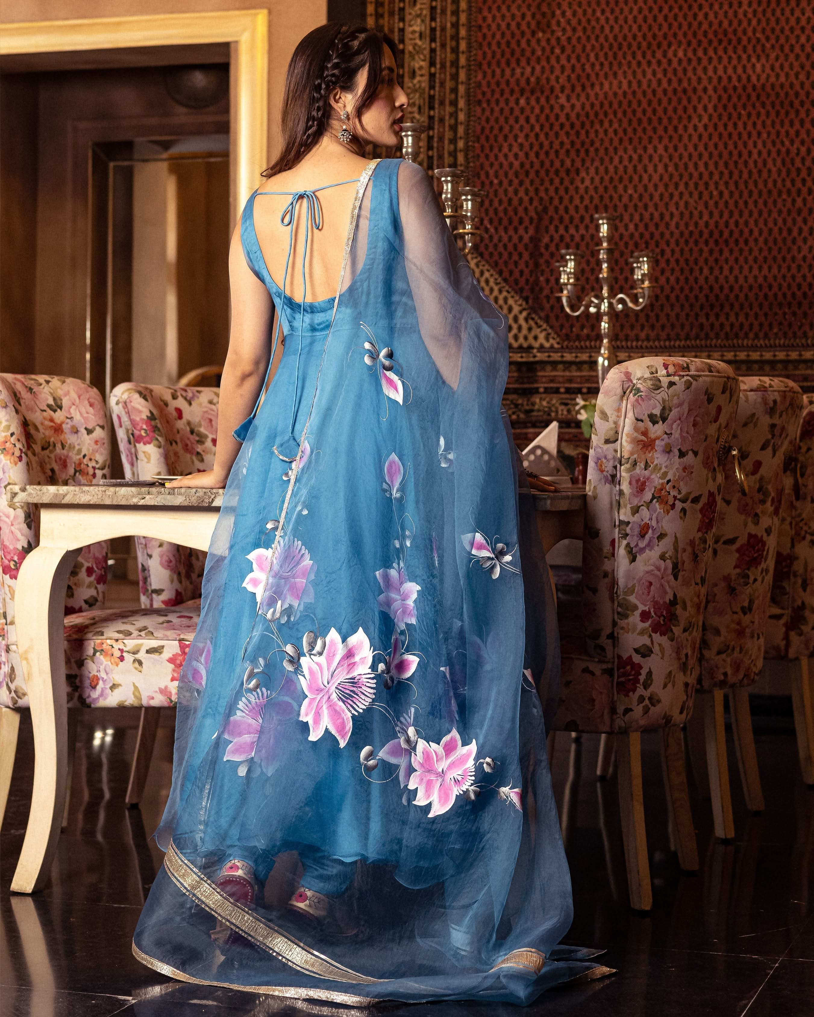 Zarqa Organza Handpainted Suit Set - Image 9