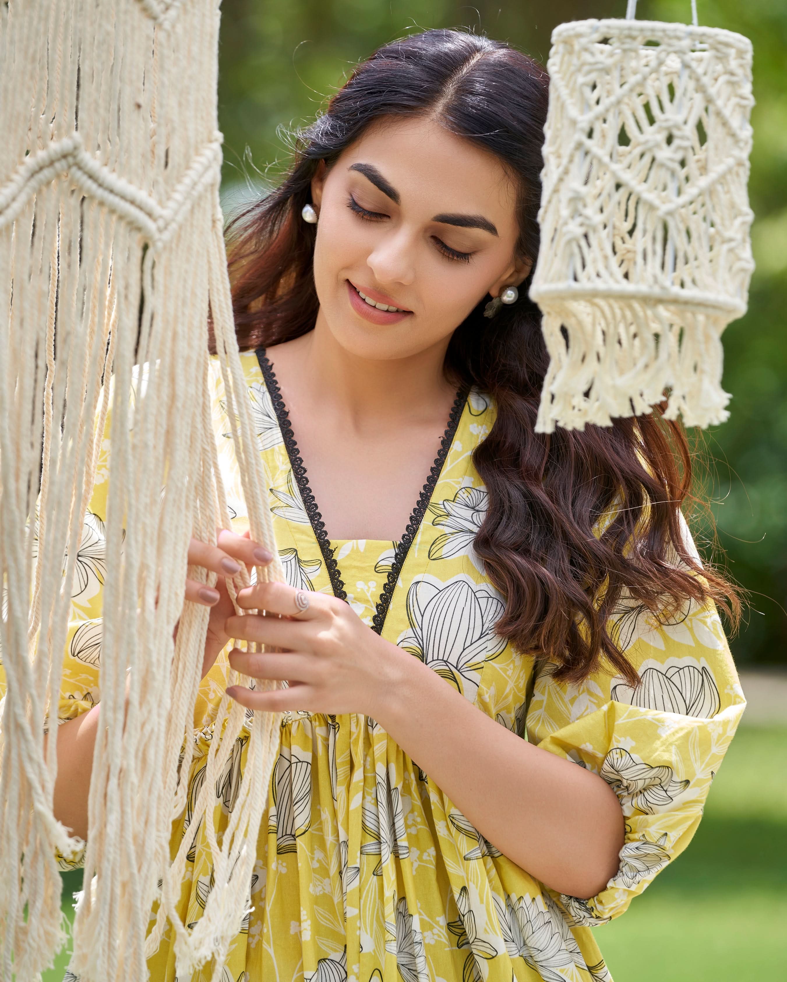 Zenith Yellow Printed Cotton Dress - Image 3