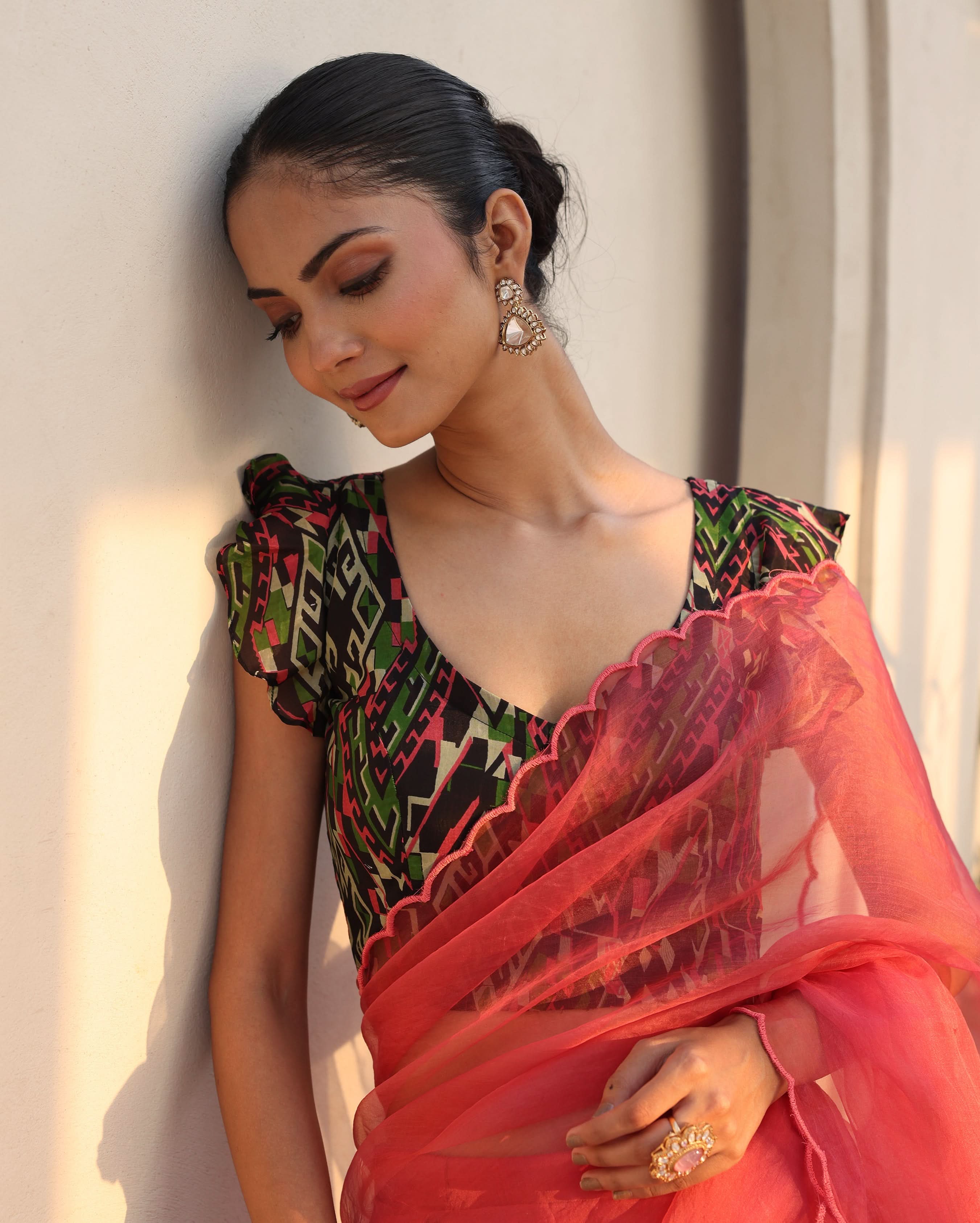Ziya Black Printed Silk Blouse